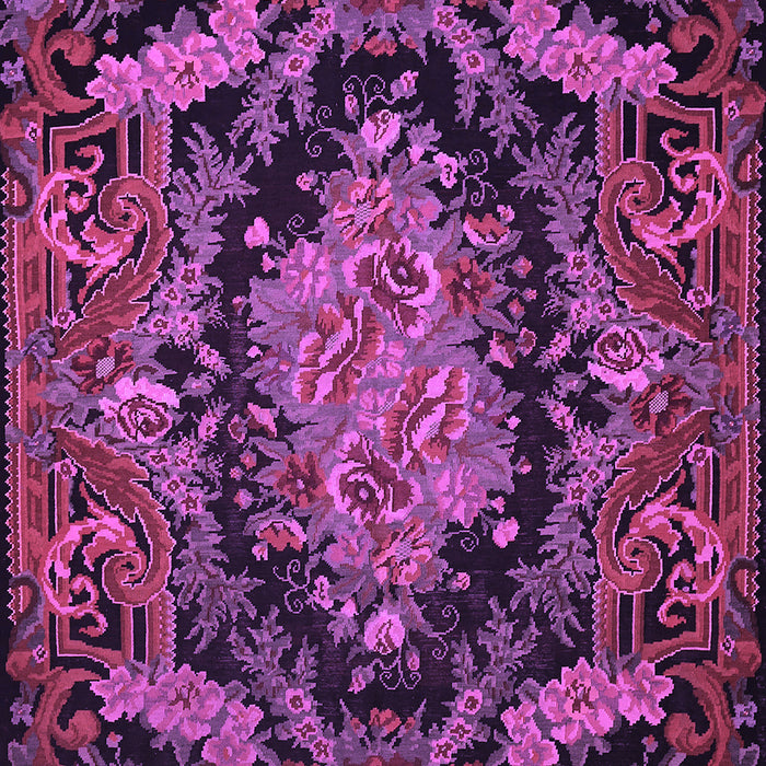 Machine Washable Medallion Purple French Area Rugs, wshtr464pur