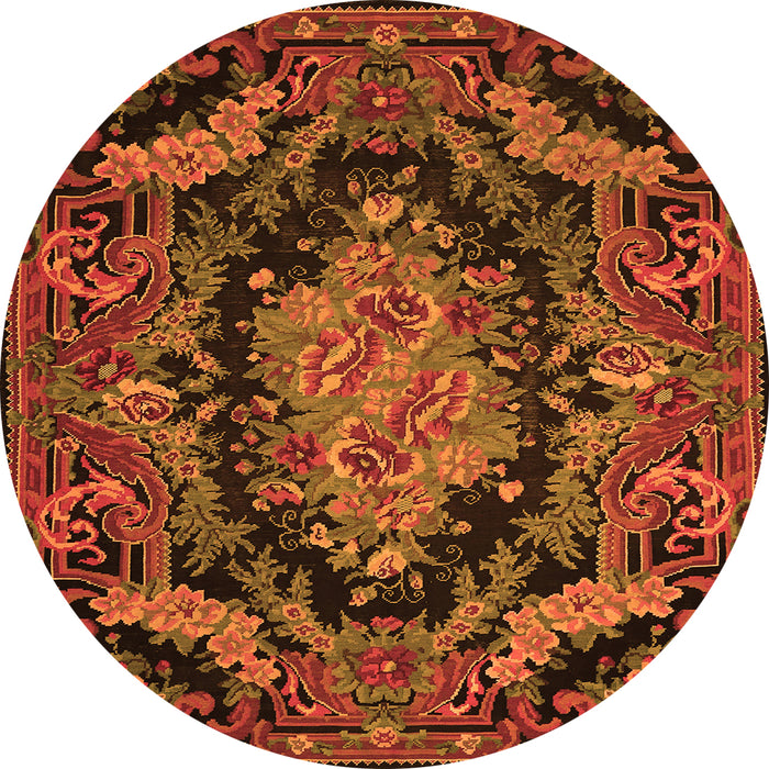 Machine Washable Medallion Orange French Area Rugs, wshtr464org