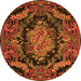 Machine Washable Medallion Orange French Area Rugs, wshtr464org