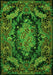 Serging Thickness of Machine Washable Medallion Green French Area Rugs, wshtr464grn