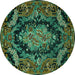 Round Medallion Turquoise French Rug, tr464turq