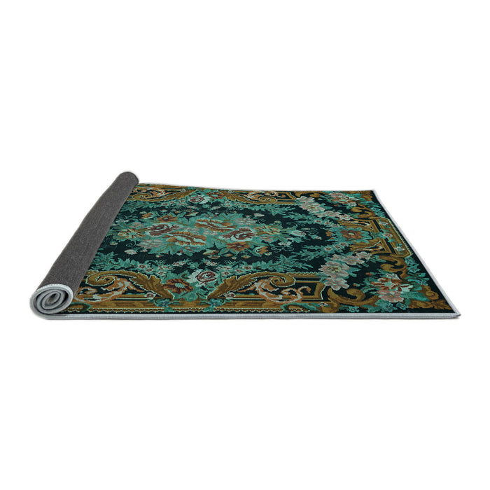 Sideview of Medallion Light Blue French Rug, tr464lblu