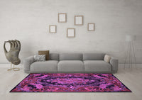 Machine Washable Medallion Purple French Rug, wshtr464pur