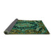 Sideview of Medallion Turquoise French Rug, tr464turq