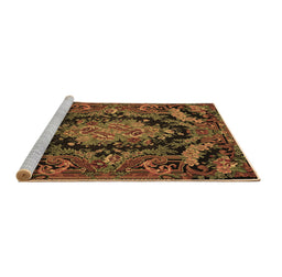Sideview of Machine Washable Medallion Brown French Rug, wshtr464brn