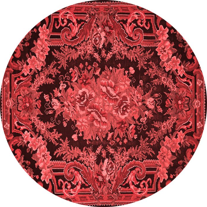 Machine Washable Medallion Red French Rug, wshtr464red