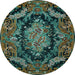 Round Medallion Light Blue French Rug, tr464lblu