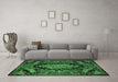 Machine Washable Medallion Emerald Green French Area Rugs in a Living Room,, wshtr464emgrn