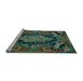 Sideview of Machine Washable Medallion Light Blue French Rug, wshtr464lblu