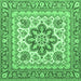 Square Machine Washable Medallion Emerald Green Traditional Area Rugs, wshtr4650emgrn