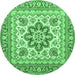 Round Medallion Emerald Green Traditional Rug, tr4650emgrn
