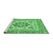 Sideview of Machine Washable Medallion Emerald Green Traditional Area Rugs, wshtr4650emgrn