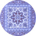 Round Medallion Blue Traditional Rug, tr4650blu