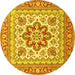 Round Medallion Yellow Traditional Rug, tr4650yw