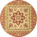 Round Medallion Brown Traditional Rug, tr4650brn