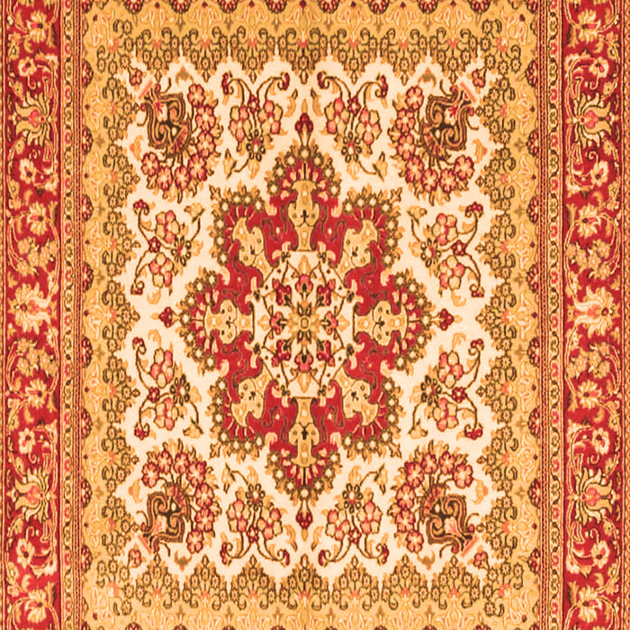 Serging Thickness of Machine Washable Medallion Orange Traditional Area Rugs, wshtr4650org