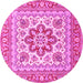 Round Medallion Pink Traditional Rug, tr4650pnk