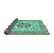 Sideview of Medallion Turquoise Traditional Rug, tr4650turq