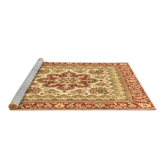 Sideview of Machine Washable Medallion Brown Traditional Rug, wshtr4650brn