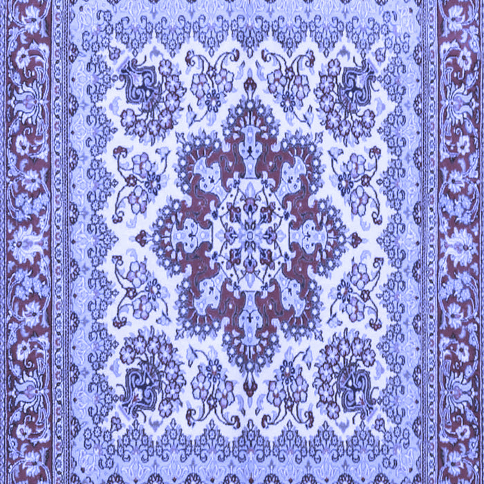 Machine Washable Medallion Blue Traditional Rug, wshtr4650blu