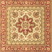 Square Medallion Brown Traditional Rug, tr4650brn