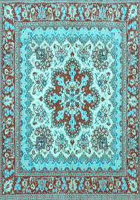 Medallion Light Blue Traditional Rug, tr4650lblu