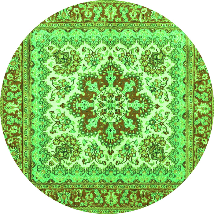 Square Medallion Green Traditional Rug, tr4650grn