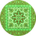 Square Medallion Green Traditional Rug, tr4650grn