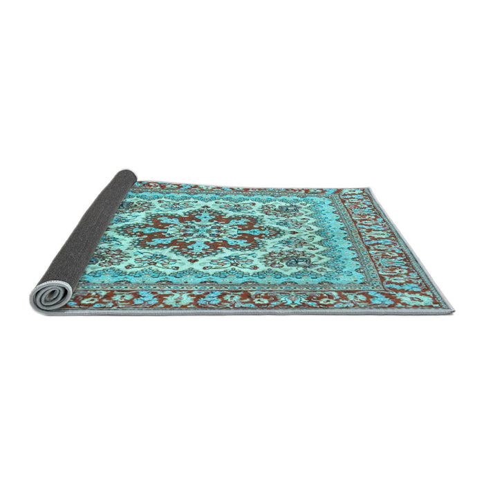 Sideview of Medallion Light Blue Traditional Rug, tr4650lblu