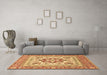 Machine Washable Medallion Brown Traditional Rug in a Living Room,, wshtr4650brn