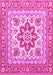 Machine Washable Medallion Pink Traditional Rug, wshtr4650pnk