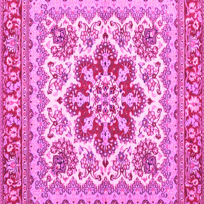 Machine Washable Medallion Pink Traditional Rug, wshtr4650pnk
