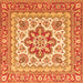 Round Machine Washable Medallion Orange Traditional Area Rugs, wshtr4650org