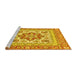 Sideview of Machine Washable Medallion Yellow Traditional Rug, wshtr4650yw