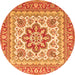 Machine Washable Medallion Orange Traditional Area Rugs, wshtr4650org