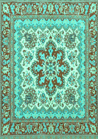 Medallion Turquoise Traditional Rug, tr4650turq