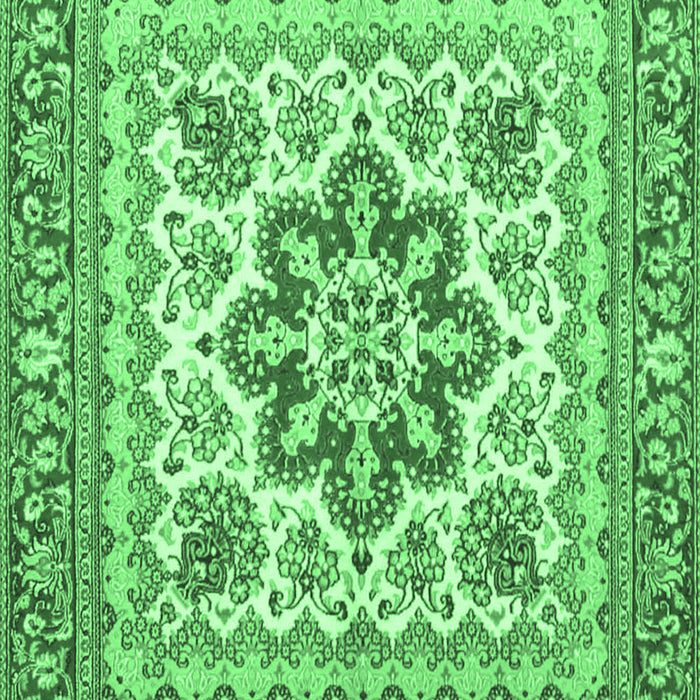 Machine Washable Medallion Emerald Green Traditional Area Rugs, wshtr4650emgrn