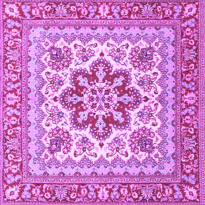 Square Machine Washable Medallion Purple Traditional Area Rugs, wshtr4650pur