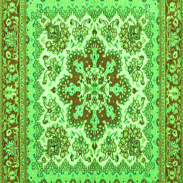 Serging Thickness of Machine Washable Medallion Green Traditional Area Rugs, wshtr4650grn