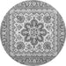 Machine Washable Medallion Gray Traditional Rug, wshtr4650gry