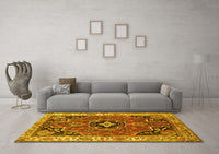 Machine Washable Oriental Yellow Traditional Rug, wshtr4651yw