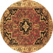 Round Oriental Brown Traditional Rug, tr4651brn