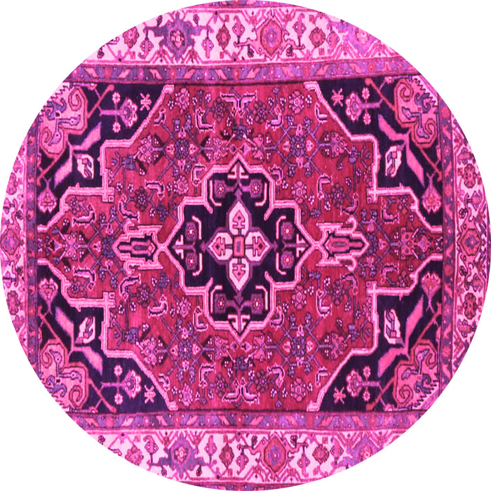 Round Oriental Pink Traditional Rug, tr4651pnk