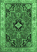 Machine Washable Oriental Emerald Green Traditional Area Rugs, wshtr4651emgrn