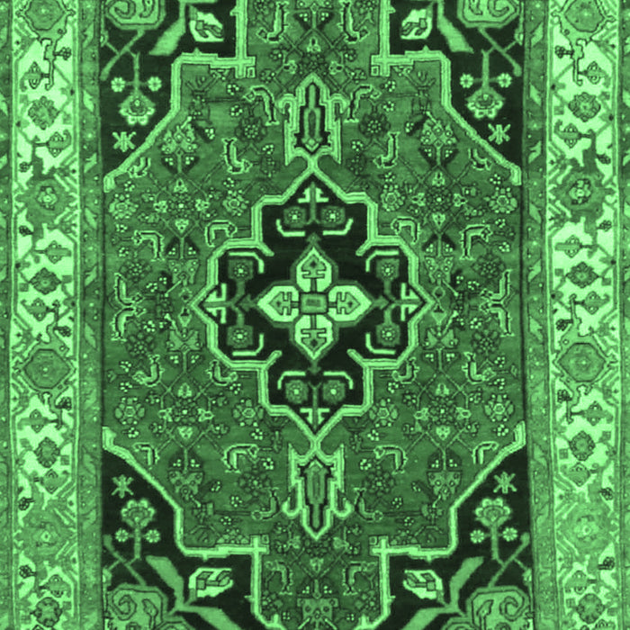 Machine Washable Oriental Emerald Green Traditional Area Rugs, wshtr4651emgrn