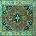 Square Machine Washable Oriental Turquoise Traditional Area Rugs, wshtr4651turq