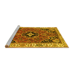 Sideview of Machine Washable Oriental Yellow Traditional Rug, wshtr4651yw