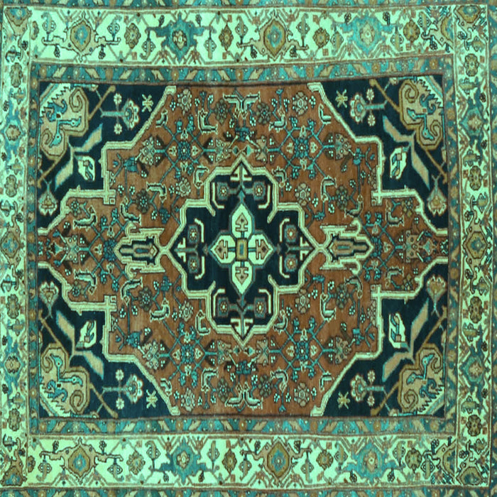Square Oriental Turquoise Traditional Rug, tr4651turq