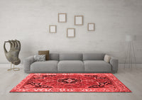 Machine Washable Oriental Red Traditional Rug, wshtr4651red