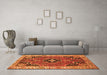 Machine Washable Oriental Orange Traditional Area Rugs in a Living Room, wshtr4651org